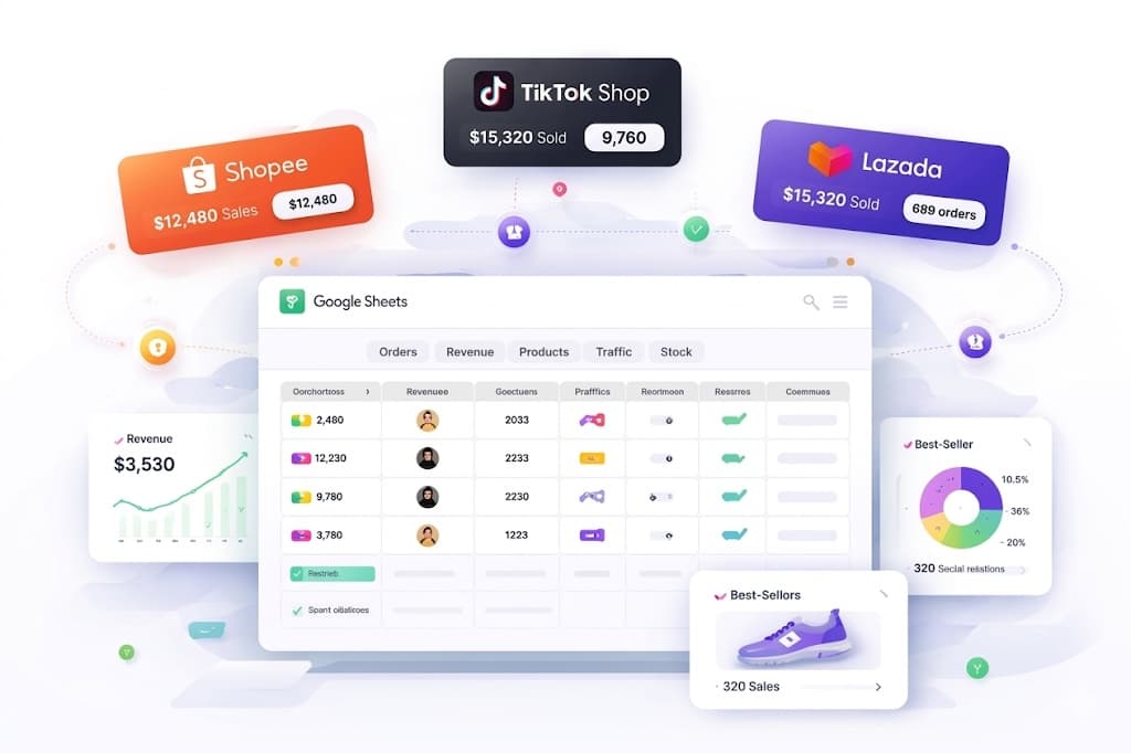 Shopee, Lazada, and TikTok Shop data sync settings for Google Sheets